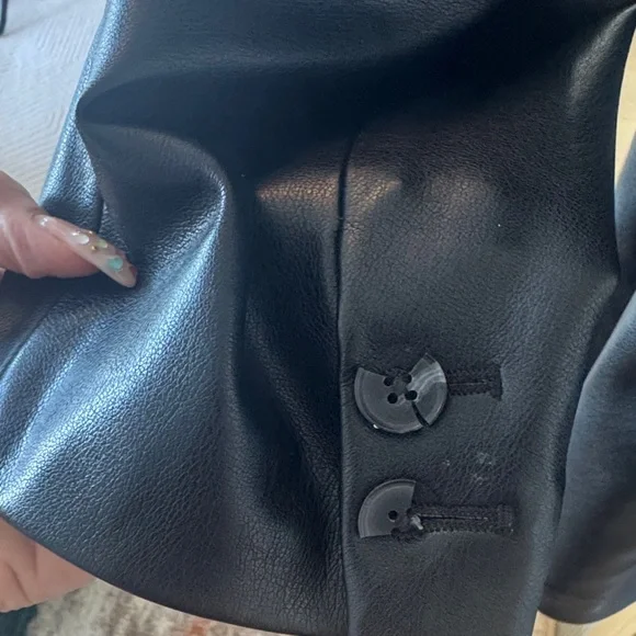 GAP Black Vegan Leather Blazer Jacket - Picture 3 of 5